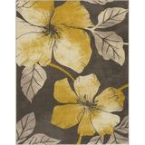 Area Rug - Winston Porter Rectangle Eiliv Floral Machine Braided Polyester Area Rug in Yellow/Brown/Gray Polyester in Wayfair