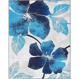 Blue/Gray Area Rug - Winston Porter Rectangle Efrin Floral Machine Braided Polyester Area Rug in Polyester in Blue/Gray | Wayfair