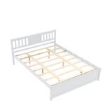 Winston Porter Wood Platform Queen Bed Frame w/ Headboard Wood in White, Size 33.46 H x 63.86 W x 84.64 D in | Wayfair