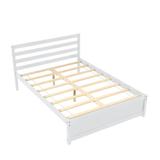 Winston Porter Full Size Wood Platform Bed Frame w/ Headboard Wood in White, Size 35.39 H x 56.97 W x 79.5 D in | Wayfair