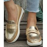 PAOTMBU Women's Sneakers Gold - Gold Metallic Slip-On Sneaker - Women
