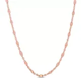 Belk & Co Beaded Chain Necklace In 18K Rose Gold Plated Sterling Silver, 16", Pink