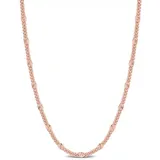 Belk & Co Double Curb Link Chain Necklace In 18K Rose Gold Plated Sterling Silver, 16", Pink