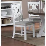 Laurel Foundry Modern Farmhouse® Moravian Fabric Queen Ann back Side Chair Wood/Upholstered in Gray/White | Wayfair