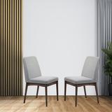 Gracie Oaks Grey Fabric Upholstered Dining Chair, BrownSet Of 2 Upholstered in Black/Brown/Gray, Size 36.0 H x 18.0 W x 22.0 D in | Wayfair