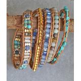 My Gems Rock! Women's Necklaces Multi-color - Natural Gemstone & Goldtone Beaded Wrap Bracelet