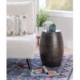 Powell Company End Tables Brass - Antique Brasstone Hammered Sienna Drum Side Table