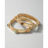 Women's Goldtone Snake Bangle Bracelet Set, Deep Mineral Green, size One Size by White House Black Market