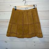 Free People Skirts | Free People Peace Out Leather Stitched Mini Skirt Size 2 | Color: Tan | Size: 2
