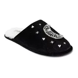 Women's Jessica Simpson Moon and Star Embellished Velour Memory Foam Slippers, Size: Large, Black