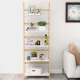 Ebern Designs 5-Tier Bookcase Bookshelves Industrial Bookshelf Solid Bamboo Wood Shelving Unit Display Rack & Storage Organizer For Living Room Wood