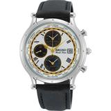 Seiko 30th Age Of Discovery World Time Panda Dial Leather Band Watch