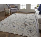 White Area Rug - Langley Street® Benedetto Oushak Ivory/Blue Rug Polypropylene in White, Size 94.0 W x 0.32 D in | Wayfair