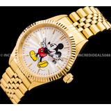 Invicta Men Disney Mickey Mouse Ed Silver Dial 18kt Gold Bracelet