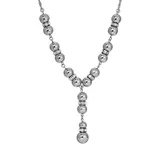 1928 Silver Tone Clear Simulated Crystal Polished Beaded Y-Necklace, Women's