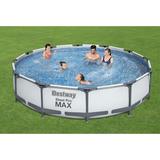 Bestway 2.5 ft. x 12 ft. Steel Frame Set Pool w/ Pump Steel in Gray, Size 30.0 H x 144.0 W in | Wayfair 56417E-BW + 28031E