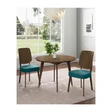 Handy Living Breuer Mid Century Modern Armless Dining Chairs with Upholstered Seats - Set of 2, Blue