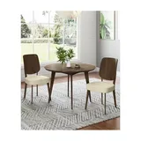 Handy Living Breuer Mid Century Modern Armless Dining Chairs with Upholstered Seats - Set of 2, Tan