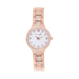 Tahari Ladies Rose Goldtone Bracelet Watch With Crystal Links