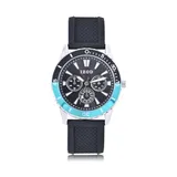 Men's Izod Black Textured Silicone Strap Watch With Aqua Accent Bezel