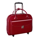 McKlein Granville Leather 15-Inch Wheeled Laptop Briefcase, Size: Cmptr Case, Red
