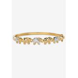 Women's Diamond Accent Gold-Plated Elephant Parade Bangle Bracelet 7" by Roamans in Diamond