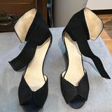 Nine West Shoes | Black Peep Toe Wedge Heels Worn Twice | Color: Black/Brown | Size: 9.5