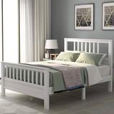 Red Barrel Studio® White Wood Platform Bed w/ Headboard & Footboard, Twin Wood in Brown/White, Size 42.0 H x 54.4 W x 75.9 D in | Wayfair