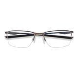 Unisex Rectangle Satin Pewter Metal Prescription eyeglasses - EyeBuydirect's Oakley Socket 5.5