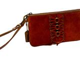 Coach Bags | Coach Suede Leather Straps Clutch Wallet Woven Leather Wristlet | Color: Brown | Size: Os