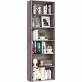 Latitude Run® Bookshelf & Bookcase Floor Standing 6 Tier Display Storage Shelf Bookcase Home Decor Furniture Wood in Brown, Size 70.9 H x 9.3 D in