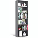 Latitude Run® Bookshelf & Bookcase Floor Standing 6 Tier Display Storage Shelf Bookcase Home Decor Furniture Wood in Brown, Size 9.3 D in | Wayfair
