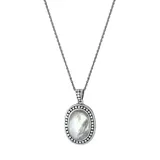 Athra Nj Sterling Silver 18In Oxidized Mother Of Pearl Oval Pendant Necklace, White