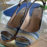 Nine West Shoes | Nine West Sling Back. Platform Heel Wear It With Any Color! | Color: Blue/Yellow | Size: 7.5