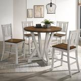 Gracie Oaks Siga 2 - Person Counter Height Solid Wood Dining Set Wood in Brown/White | Wayfair 820093BB1C6A42C98AA936137F11C2C2
