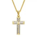 Belk & Co Men's Lab Created Cubic Zirconia Cross Pendant Necklace In 14K Gold Plated .925 Sterling Silver, 24