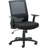 Lorell Mid Back Mesh Task Chair Wood/Upholstered/Mesh in Black/Brown, Size 39.0 H x 27.1 W x 26.5 D in | Wayfair LLR41840