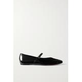 Porte & Paire - Patent-leather Mary Jane Ballet Flats - Black