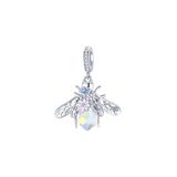 Silver Angle Women's Jewelry Charms Rhodium - Lab-Created Crystal & Cubic Zircon Bee Charm