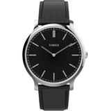 Norway Black Leather Watch 40mm - Black - Timex Watches