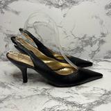 Jessica Simpson Shoes | Jessica Simpson Slingback Pump Womens 8.5 Black Leather Pointed Toe 3 Heel Shoe | Color: Black | Size: 8.5