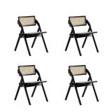 Lambinet Folding Dining Chair in Black and Natural Cane - Set of 4 - Manhattan Comfort 65-2-DCCA07-BK