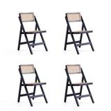Pullman Folding Dining Chair in Black and Natural Cane - Set of 4 - Manhattan Comfort 65-2-DCCA08-BK