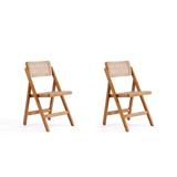 Pullman Folding Dining Chair in Nature Cane- Set of 2 - Manhattan Comfort 65-DCCA08-NA