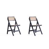 Pullman Folding Dining Chair in Black and Natural Cane - Set of 2 - Manhattan Comfort 65-DCCA08-BK