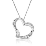 Diamaison 1/6 C.t.t.w Diamond 10K Heart Pendant, White