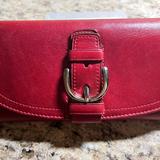 Coach Bags | Coach Long Clutch Trifold Wallet Red Smooth Leather, Approx 7 3/4" X 4 1/4" | Color: Red | Size: Os