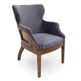 Grey Velvet Dining Chair - Deconstructed Back Exposed Frame Armchair