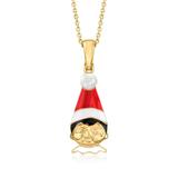 4.5-5mm Cultured Pearl And Multicolored Enamel Elf Pendant Necklace In 18kt Gold Over Sterling