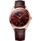 Omega De Ville Tresor Red Dial 18K Rose Gold Leather Strap Men's Watch 435.53.40.21.11.002 435.53.40.21.11.002